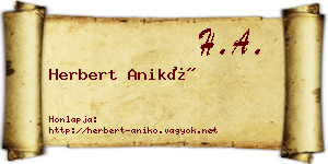 Herbert Anikó névjegykártya